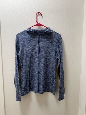 Columbia Women's Blue Heathered Quarter-Zip Hoodie